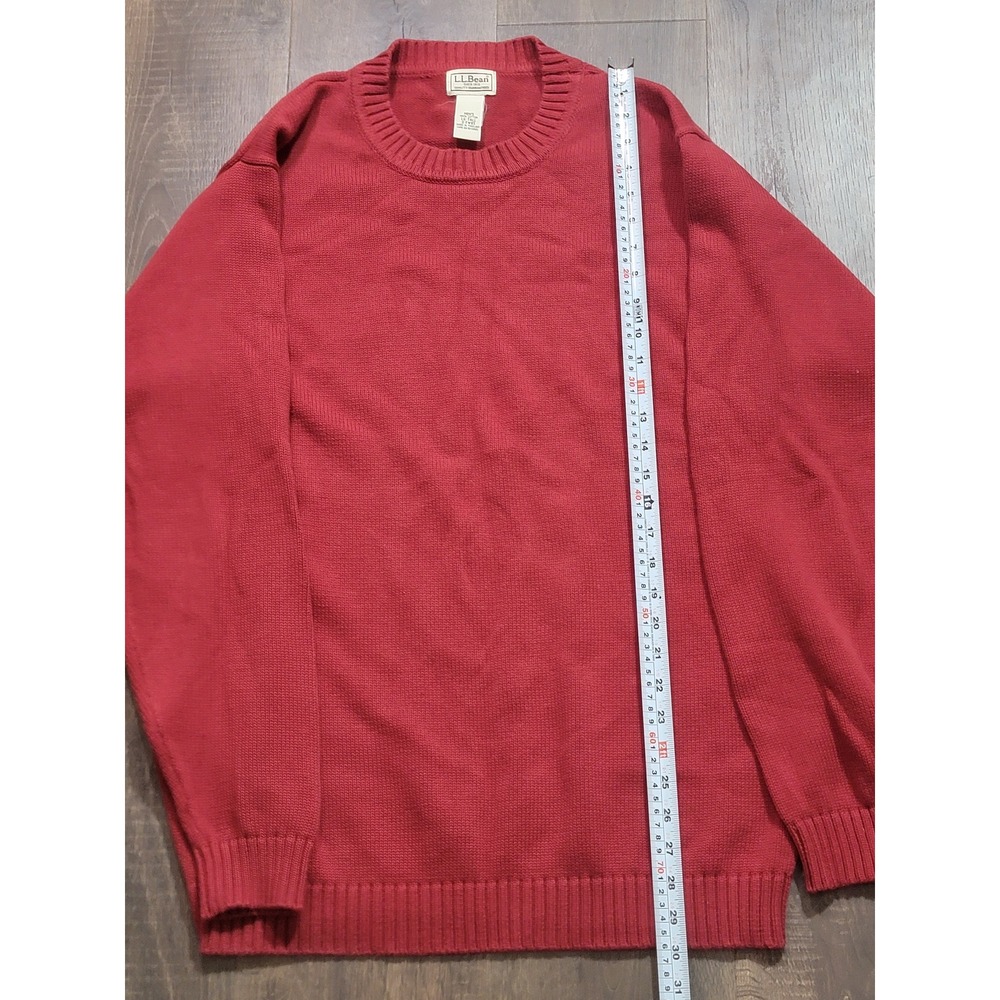 LL Bean Men's L-Tall Red‎ Cotton Crewneck Sweater Classic Fit Casual